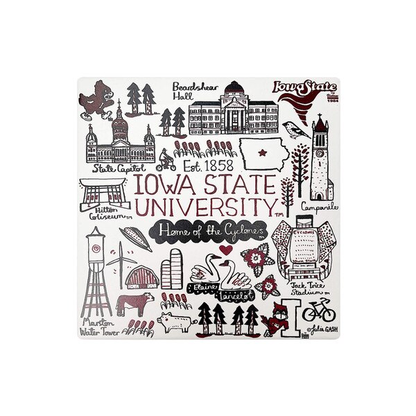 Julia Gash Iowa State University White Printed Trivet